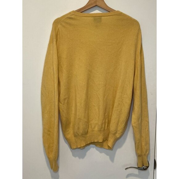 Jos. A. Bank 100 % Cashmere Yellow V-Neck Sweater Mens Large Soft Luxury Knit - Picture 4 of 6